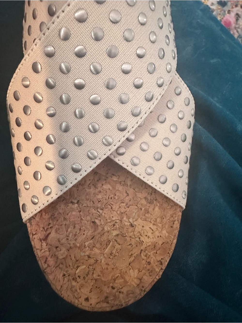 Lucky Brand Studded White Cork Wedge Slide Sandals - Women - Picture 7 of 12